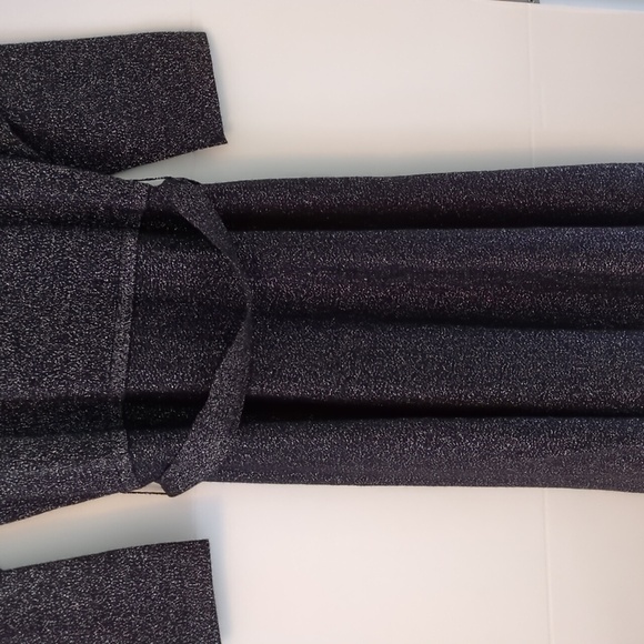 Talbots Merino Wool Metallic Thread Fit Flare Faux Wrap Dress Festive Holidays L - Picture 7 of 8